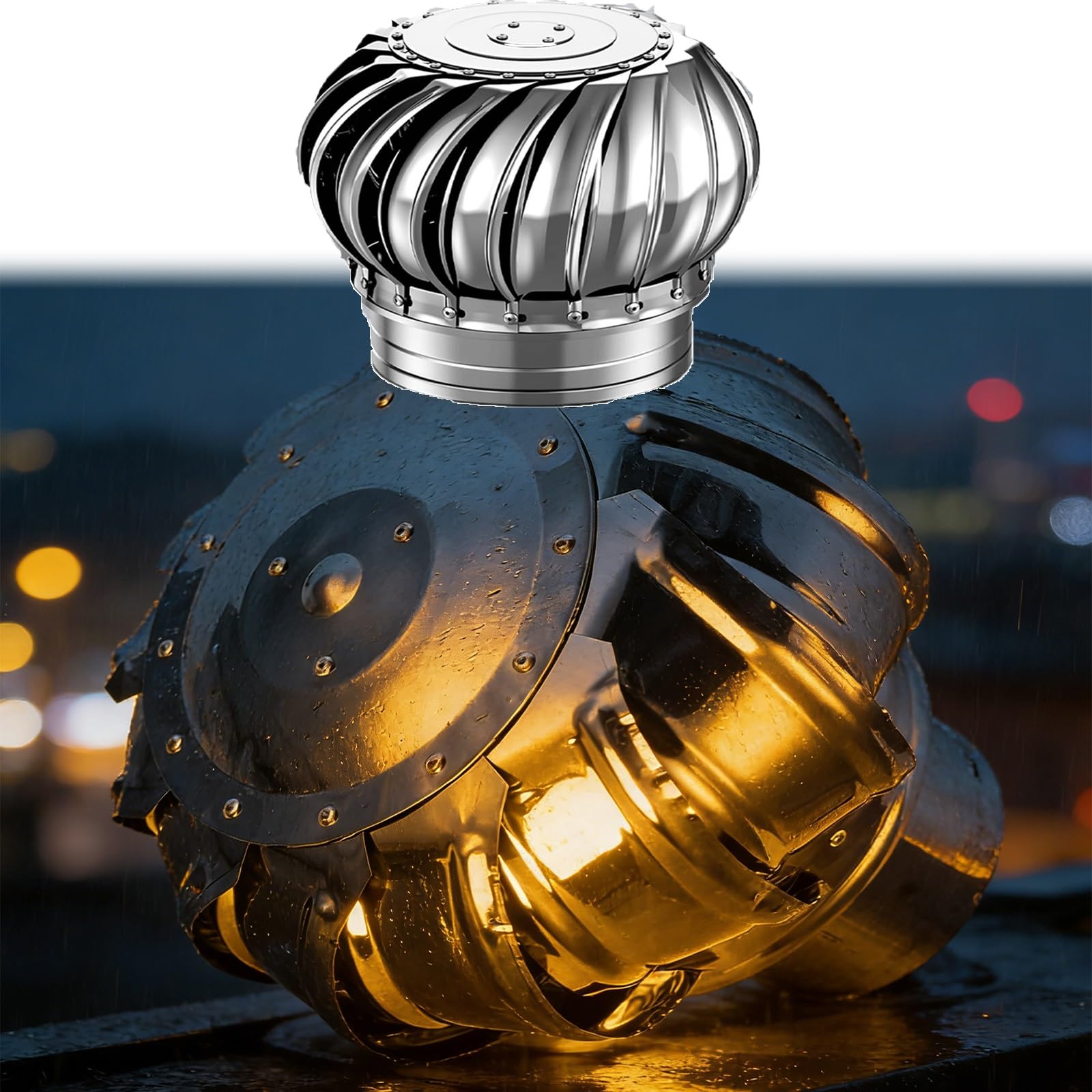 IvyLoutish 160mm/6.3in, 304 Roof Turbine Ventilator, Round Roof Turbines Ventilator Roof Wind Turbinse Rain Cap Vent, Sturdy and for Chimney