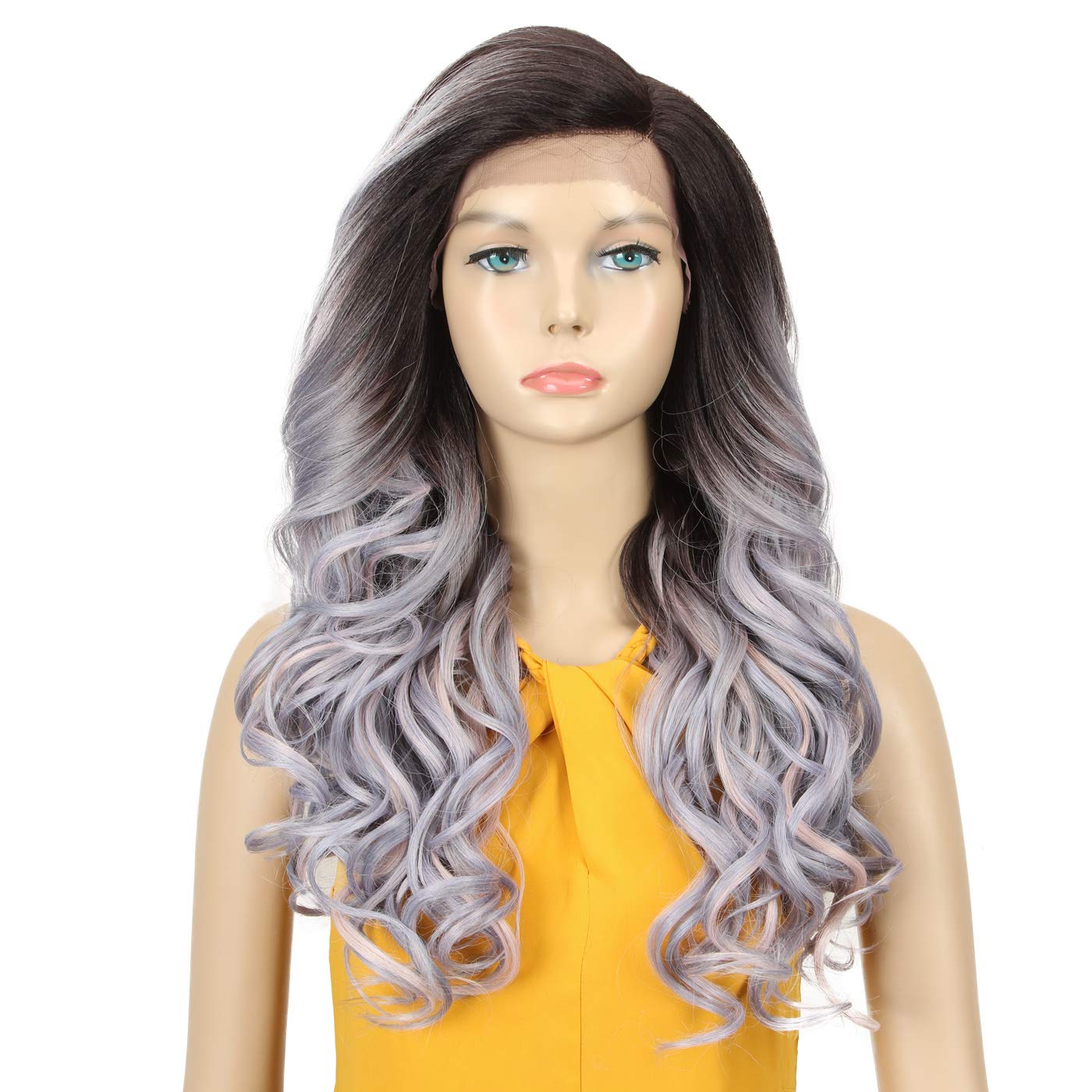 DÉBUT lace front wigs for black women Long wavy wigs for white women synthetic hair 22" 274g Swiss L