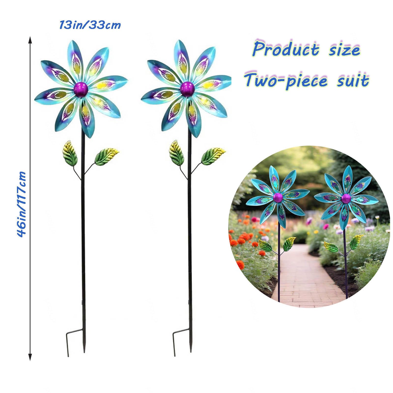 Confezione da 2 Spinner Da Giardino Whirligigs, Girandola A Vento Gigante, Foglia di Pavone Girandola Del Vento per Cortile, Cinetico Sculture