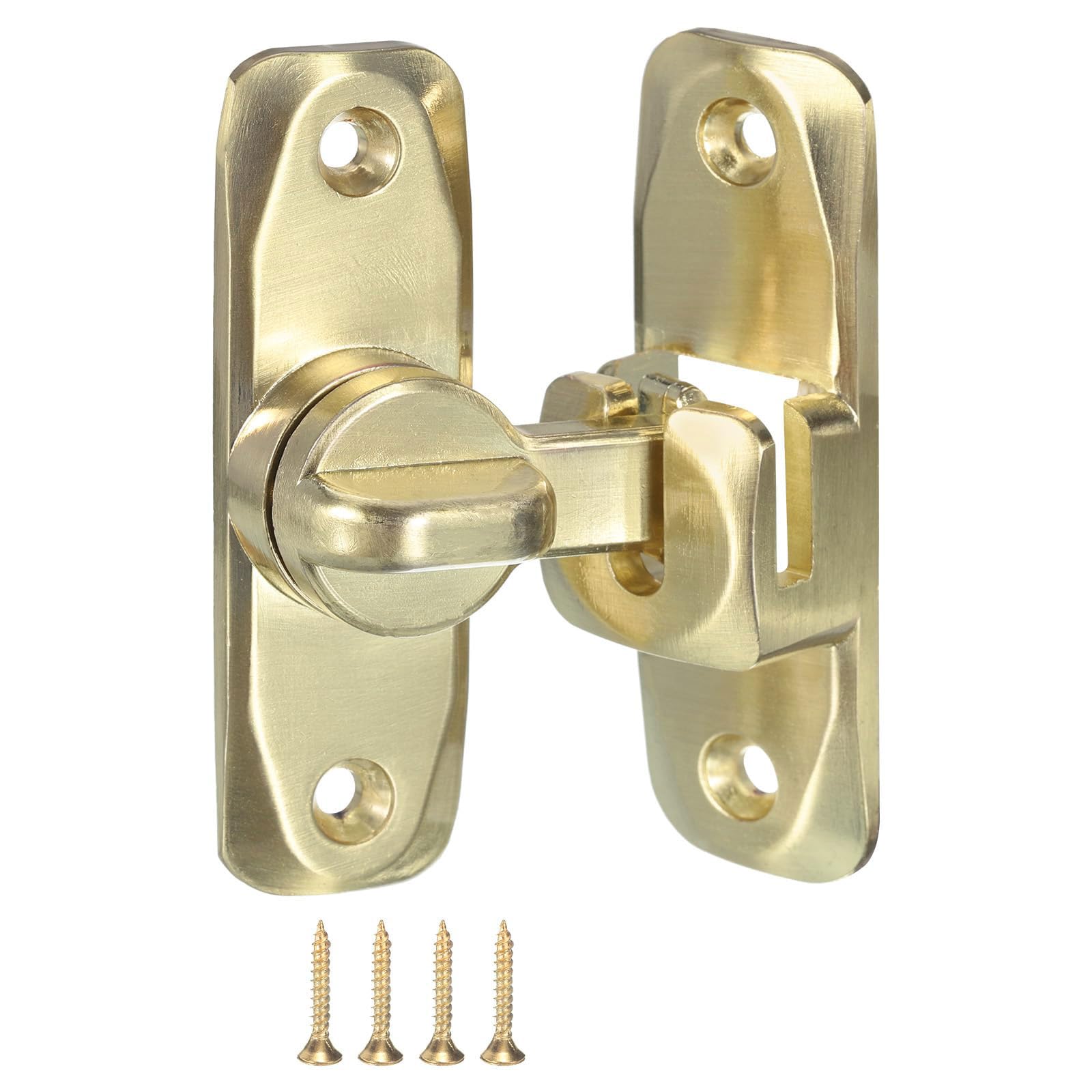 Sliding Door Lock Flip Door Latch 90/180 Degree Barn Door Lock Right Angle Door Lock Latch Hardware Portable Security Door Lock Latch for Kitchen Cabinet Push/Sliding/Barn Door (Gold)