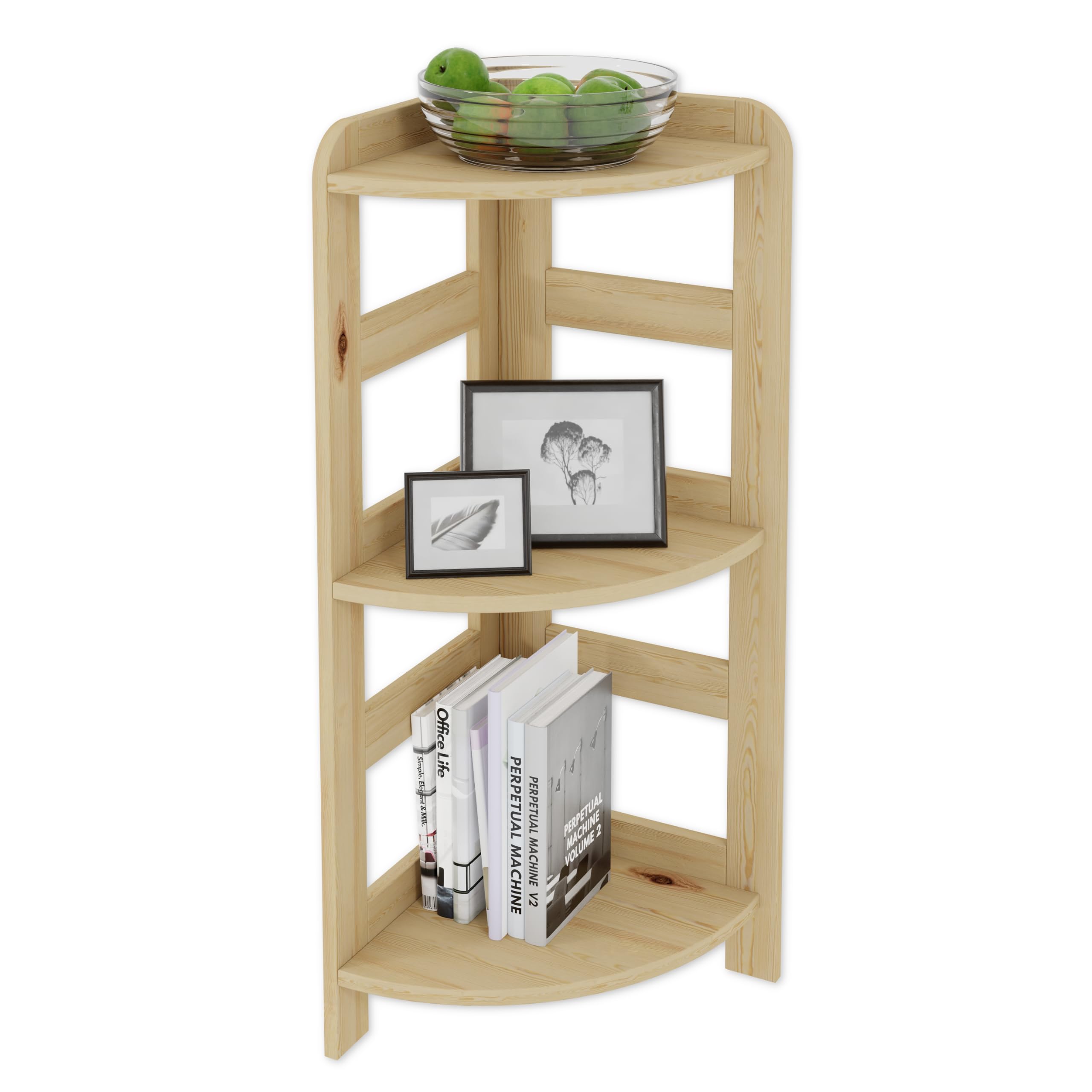 Lenmar Serie R, legno di pino, beige chiaro, 3-5 ripiani, 89-166 cm, scaffale in legno, mensola da parete (R-01, 89 x 63 x 33 cm, 3 ripiani, colore naturale