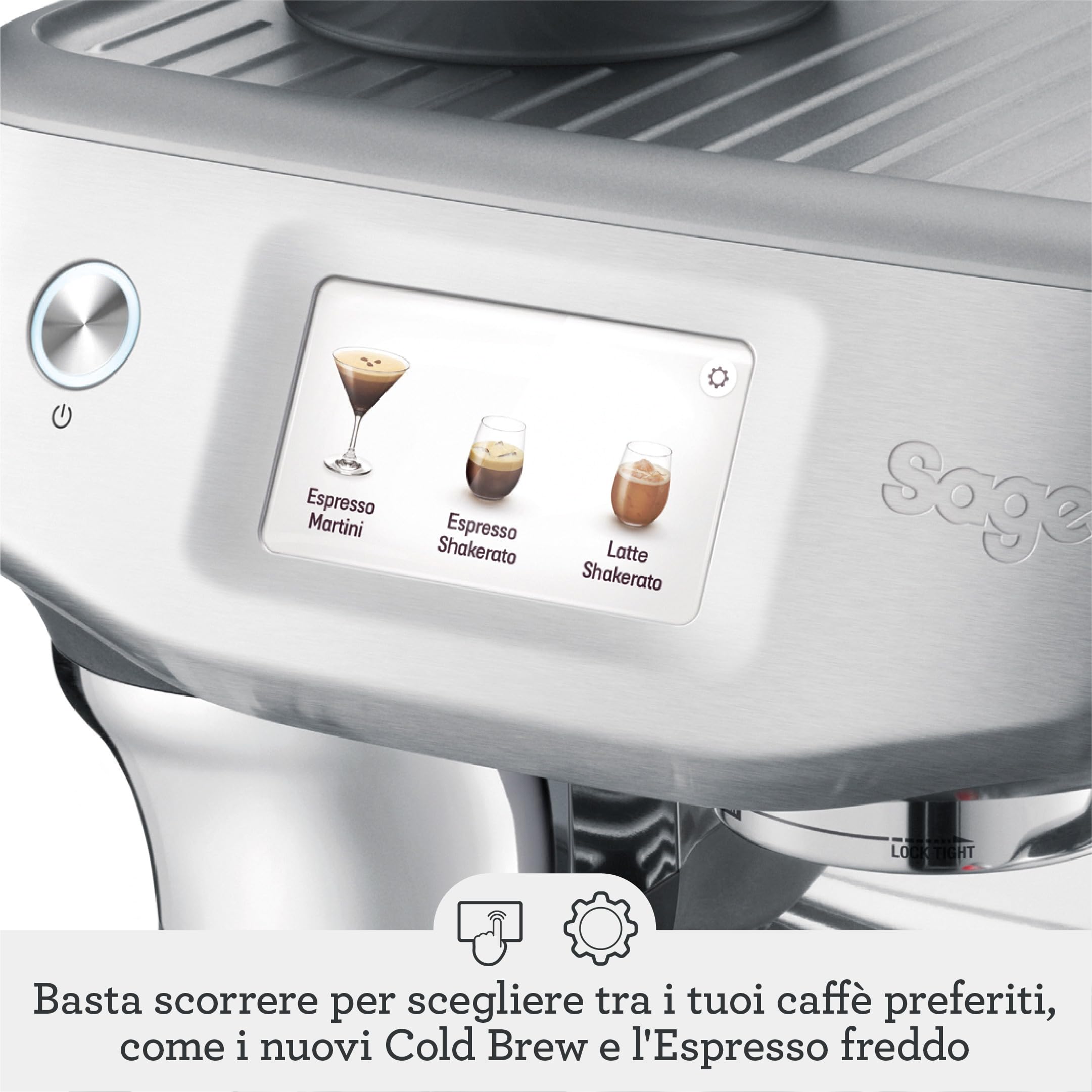 Sage - The Barista Touch Impress - Macchina da Caffè in Grani con Montalatte Automatico & Funzionalità Cold Brew - Acciaio Inox Nero