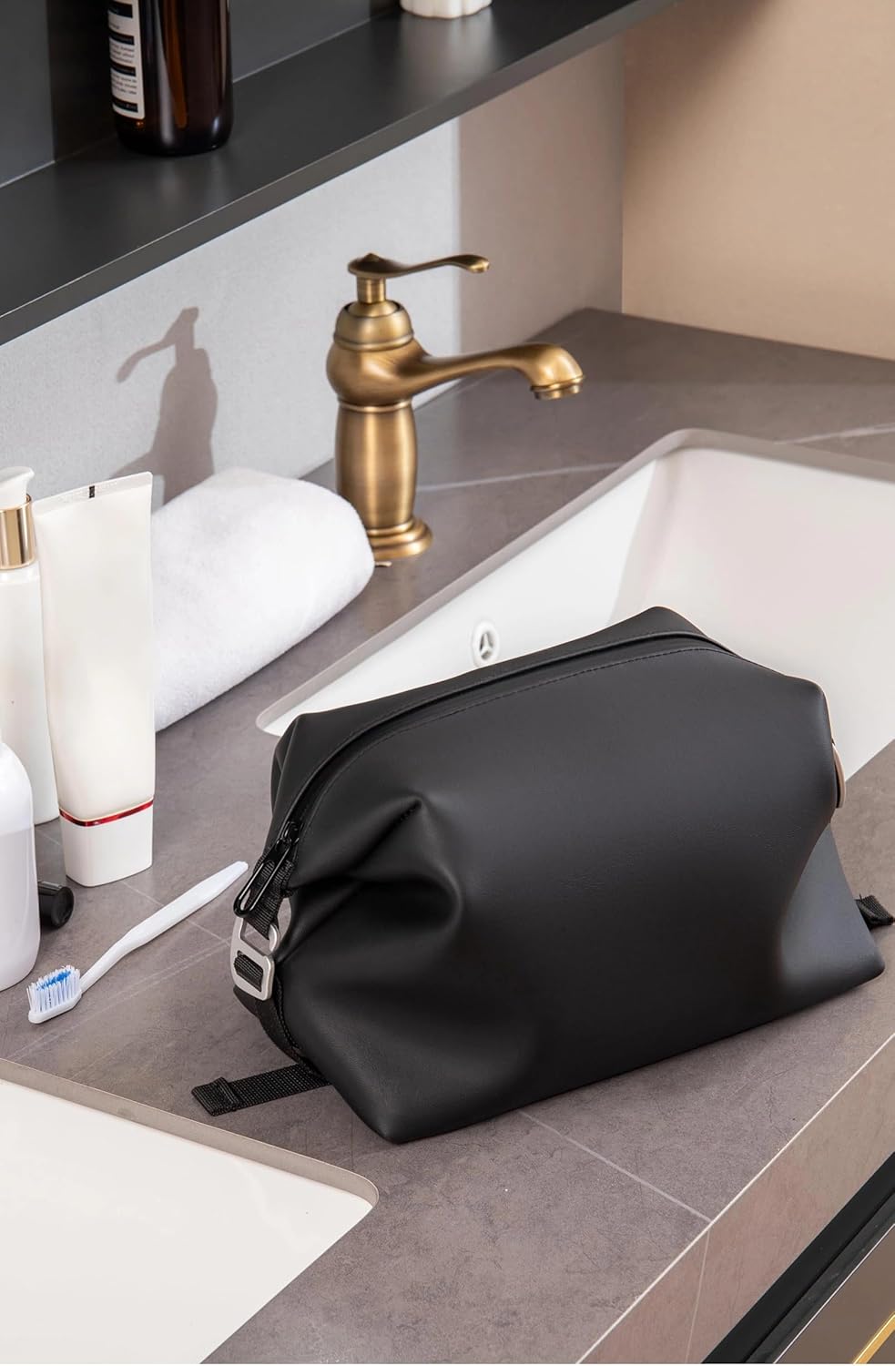 6"x 11" 6L Large Silicone Toiletry Bag,Waterproof Leakproof Foldable Travel Organizer,Dopp Kit Alternative for Men & Women,Black - Image 6