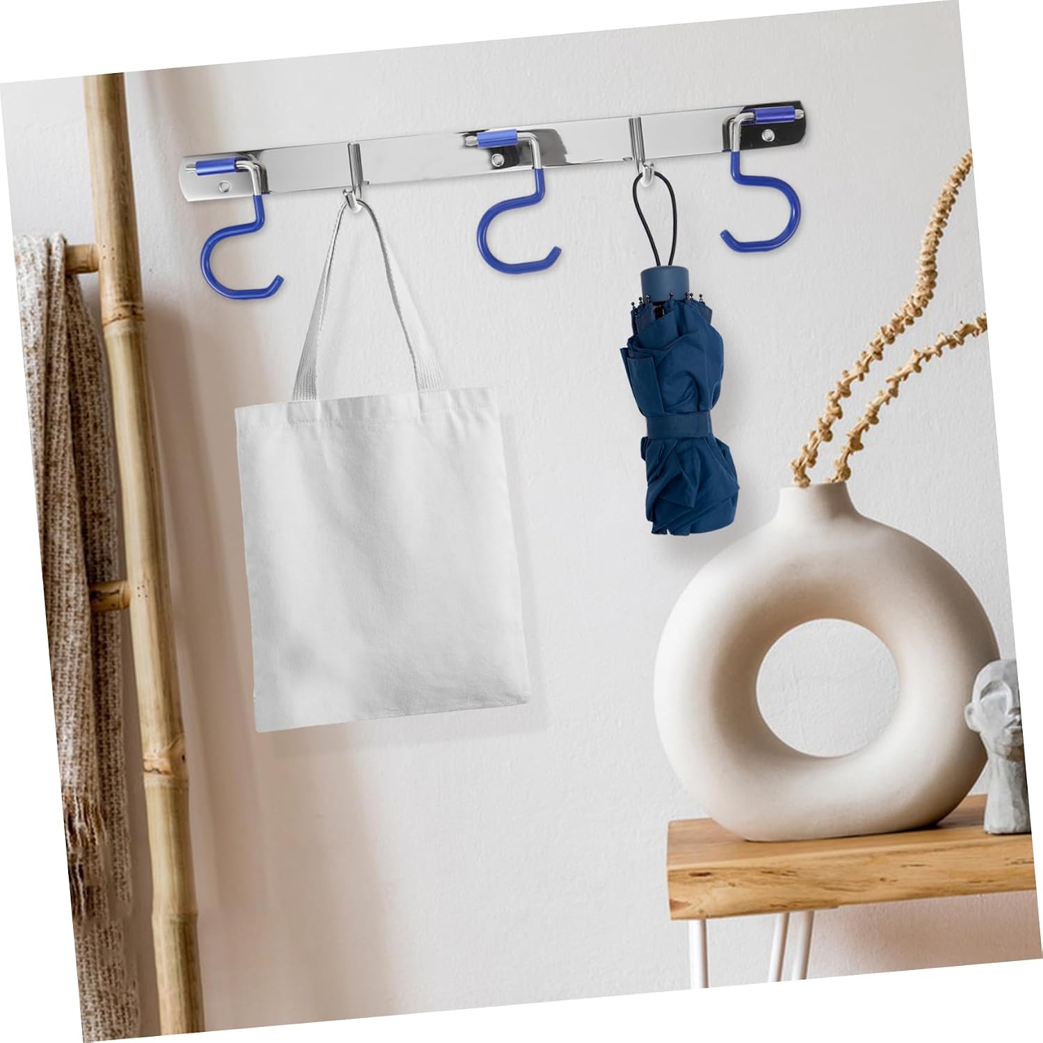 Bathroom Clothes Hook Stainless Steel Wall Mounted Storage Rack for Broom Mop Hat and Keys No Drilling Required Space-Saving Design for Home Organization