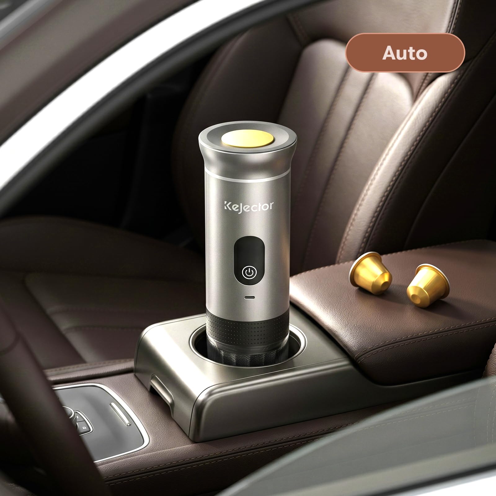 kejector Cafetera portátil de viaje, máquina de café espresso nano para coche, compatible con café molido, cápsula para autocaravana, senderismo, camping, oficina, espresso de viaje