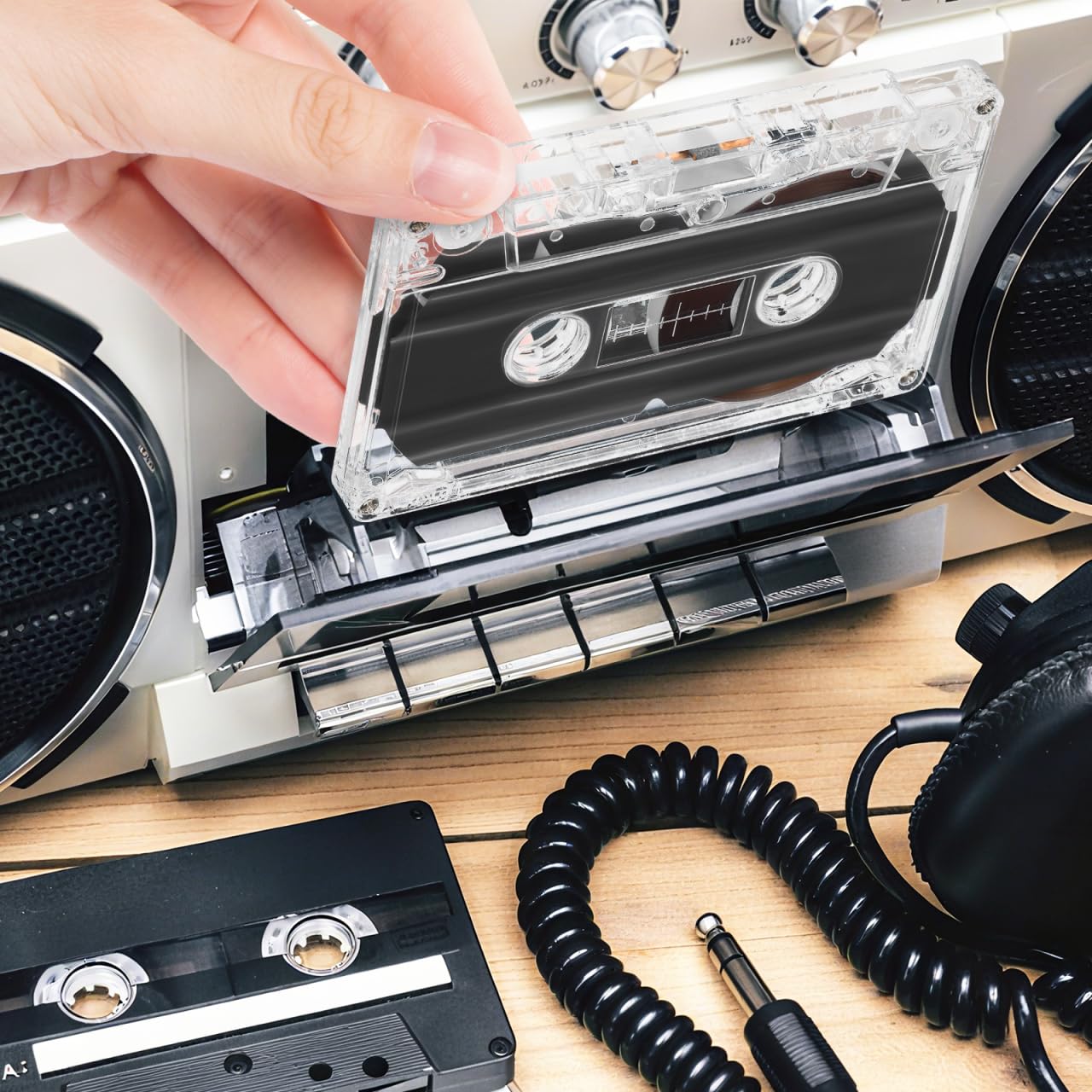 Gadpiparty Casetes de audio vacíos, 2 unidades, 30 minutos, transparentes, estándar, para grabación de voz y música, cintas de audio retro caseras, con caja para grabaciones creativas