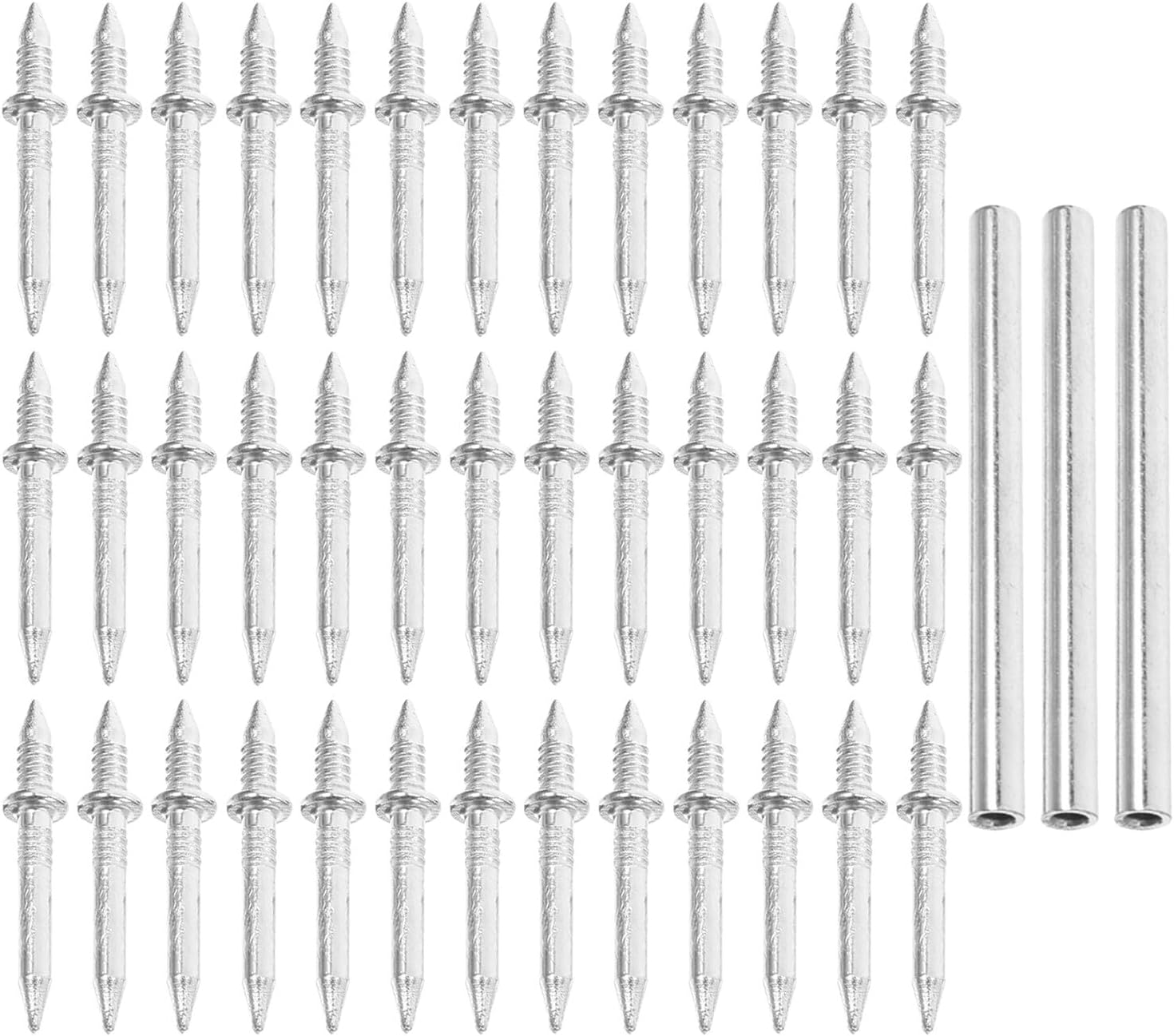 Double Head Skirting Nails with Sleeve Tool, Invisible Threaded Baseboard Nails for Floor Trim and Door Frame Installation, 303pcs Pack for Seamless Stairway and Furniture Fixing
