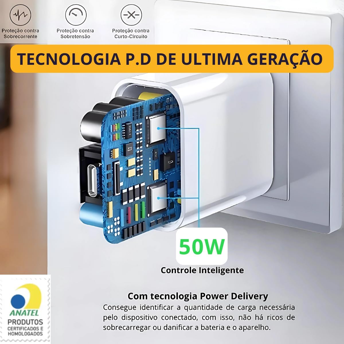 Carregador Turbo 50W + Cabo Tipo C, 2 Entradas USB e USBC, Carrega 2 Dispositivos, Turbo - Fonte e Cabo 50W, i.Phone 15, 16, 17, Galaxy, S.amsung, X.iaiomi, Android, Tecnologia Power Delivery Carregador Turbo 50W + Cabo Tipo C, 2 Entradas USB e USBC, Carrega 2 Dispositivos, Turbo - Fonte e Cabo 50W, i.Phone 15, 16, 17, Galaxy, S.amsung, X.iaiomi, Android, Tecnologia Power Delivery