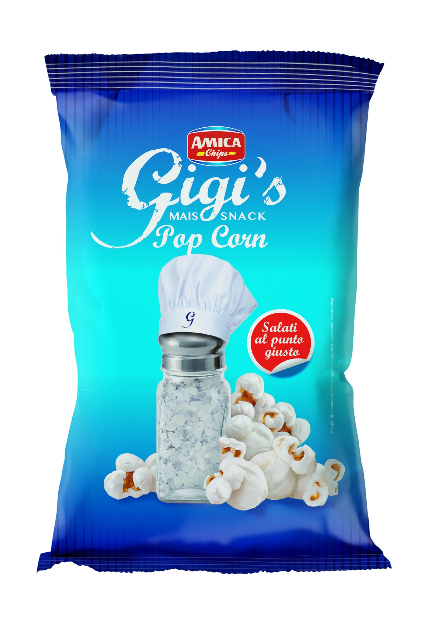AMICA Chips | Gigi's Pop Corn di Mais, Snack Salati Scoppiati ad Aria, Con Olio di Semi di Girasole, 15 Pezzi x 100 gr