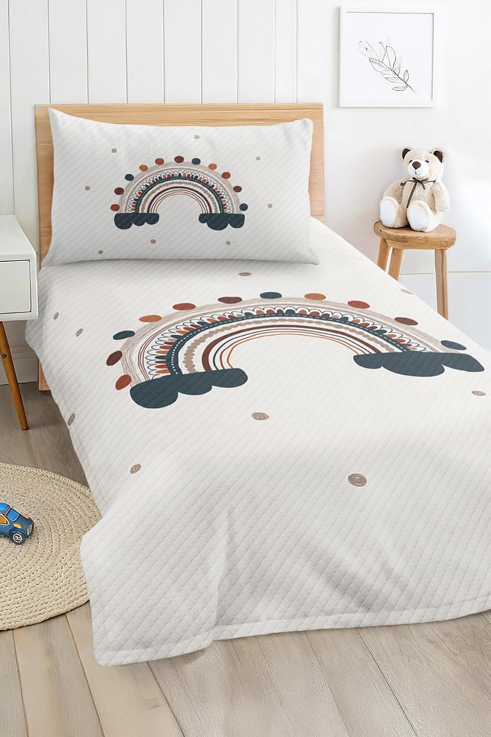 SODEF Bedding Set Twin Size Animal Pattern Cotton Polyester Lightweight Quilt Set for Kids and Teens Room, Fade Resistant, Multicolor, 2 Piece - Multicolor, One Size