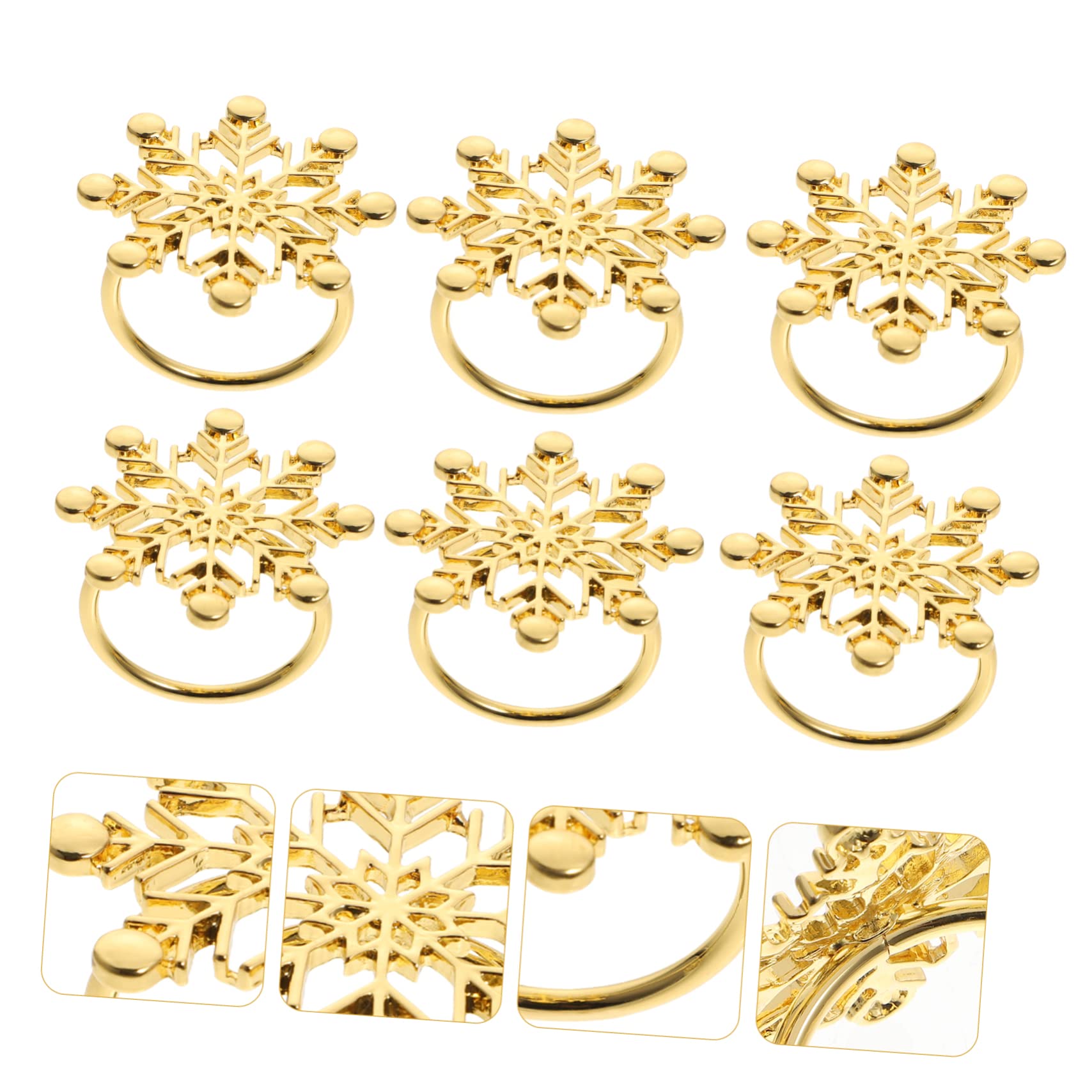 Cabilock 3 Sätze Weihnachtsserviettenringe Paillette Henne Urlaub Durchscheinende Dekoration Versiegelte Etiketten Klebrige Mischungsdekoration Goldverzierung Golden Legierung 6 Stück * 3