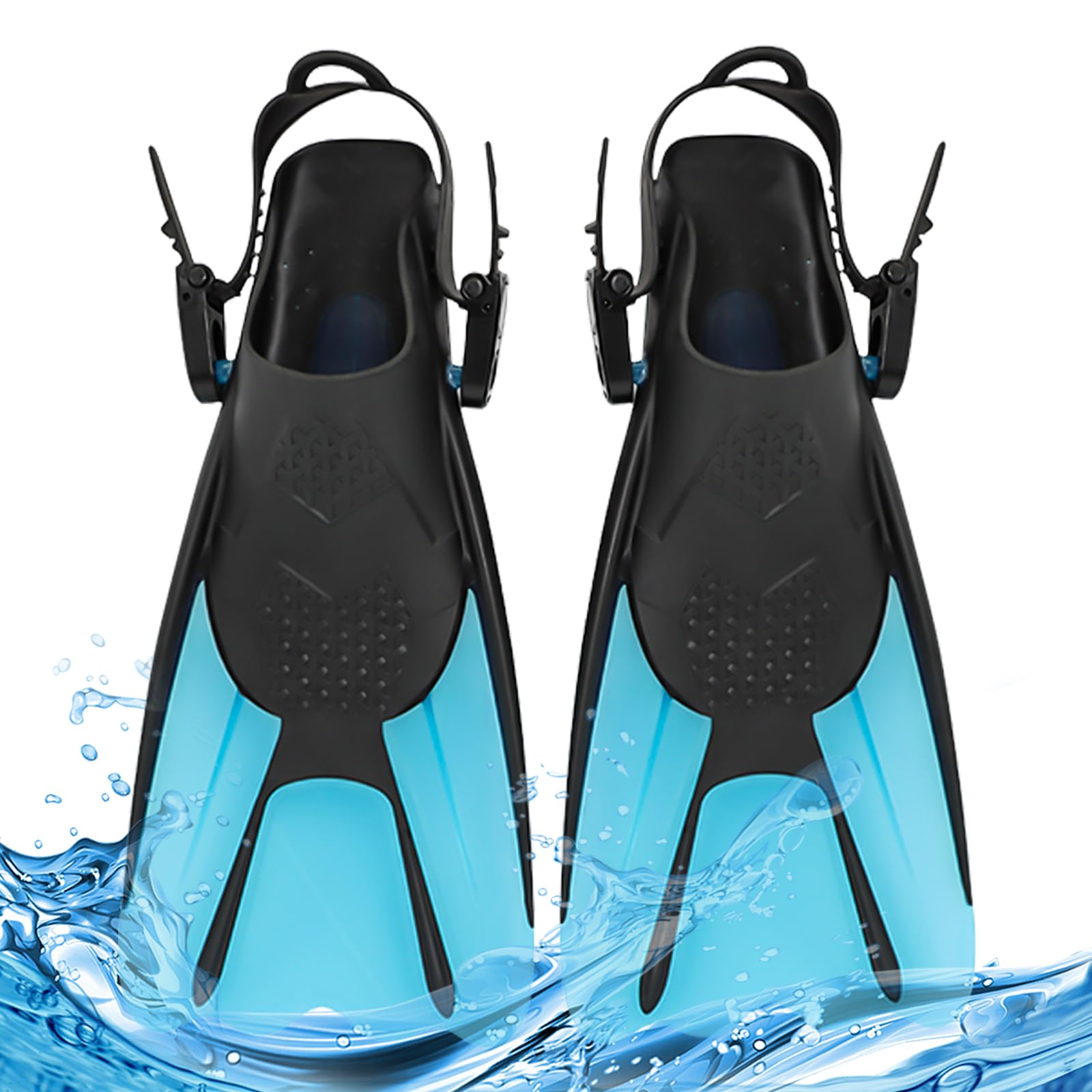 SUNOYA Pinne Nuoto Piscina, TPE Antiscivolo Pinne Snorkeling Pinne Da Nuoto, Pinne Da Snorkeling per Snorkeling Regolabili Taglia 34 - 38 per Snorkeling, Immersioni, Nuoto, Adulti, Uomini, Donne