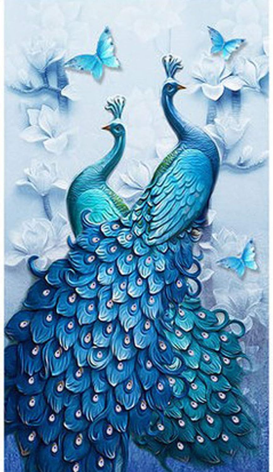ANMUXI 5D Diamond Painting Kits Full Square Drills Couple Peacocks Animals Diamond Art 30X40CM