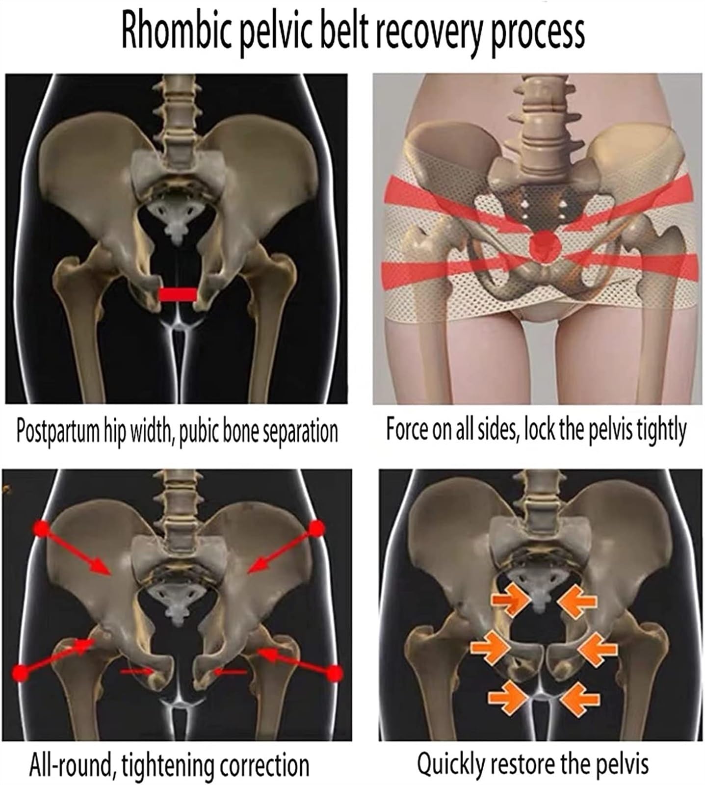 Cinturón de corrección de pelvis for mujer Cinturón de cadera de pelvis Corrección de cadera transpirable Faja corporal Recuperación posparto Cinturón de corrección de pérdida de peso del vientre(L)