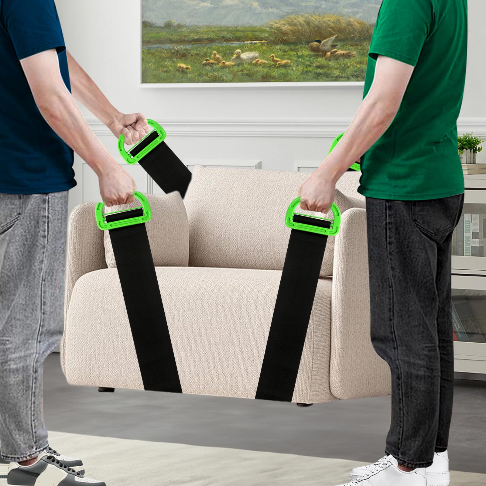 Produktbild von 2er-Pack Transportgurt Verstellbar – 330lbs Tragkraft, Umzugshebegurt Für Möbel & Kisten