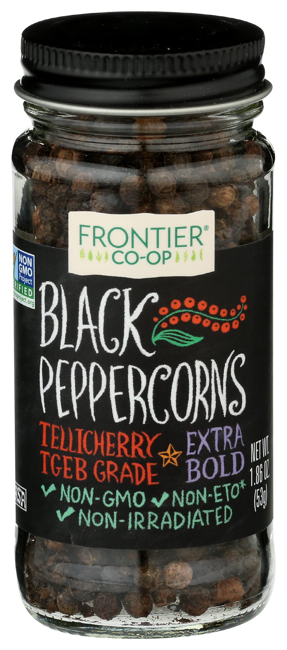 FRONTIER Whole Black Peppercorns, 1.86 OZ