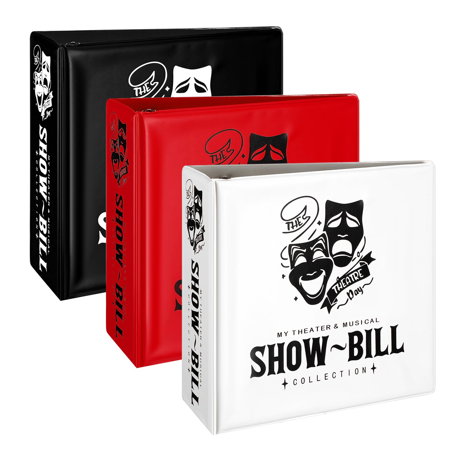 ReliThick 3 Set Playbill Binder for Broadway and Theatre Show-Bills with 60 Sheet Protectors PU Leather Playbill Display for Hold and Organize
