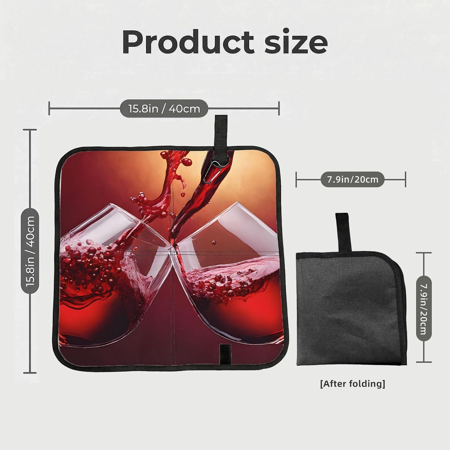 (Red Wine Glass Cheers) Sitting Pad Foldable Seat Cushion Lightweight Camping Seat Mat with Hook for Outdoor Hiking Picnic Camping