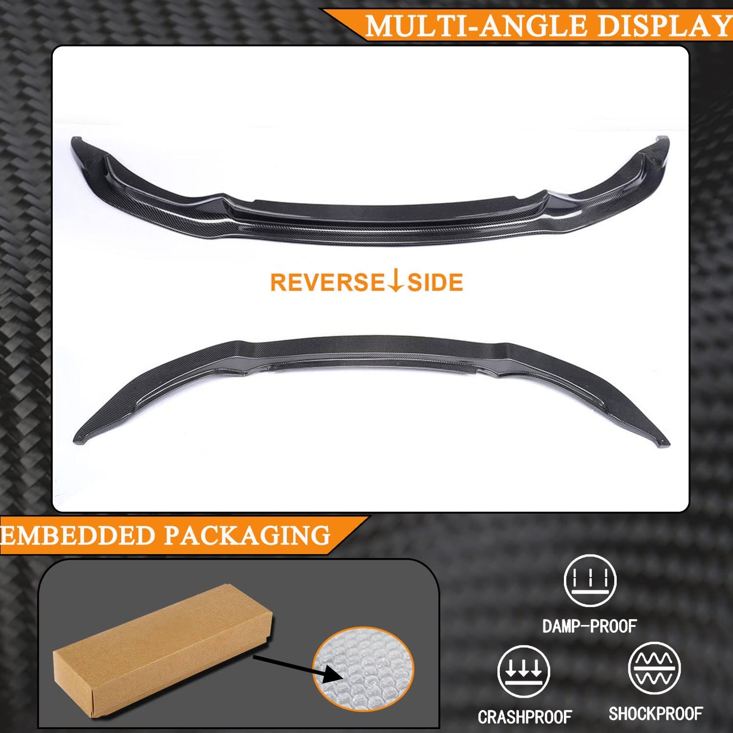 Carbon Fiber Front Lip Compatible with 2015-2020 BMW F80 F82 M3 M4 Front Splitter Bumber Lower Protector Air Dam Chin Spoiler Splitter
