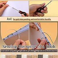 Vista 5 de Juego de 33 piezas de encuadernación de libros, 4 carpetas de hueso, papel plegable, suministros de encuadernación de libros con aguja