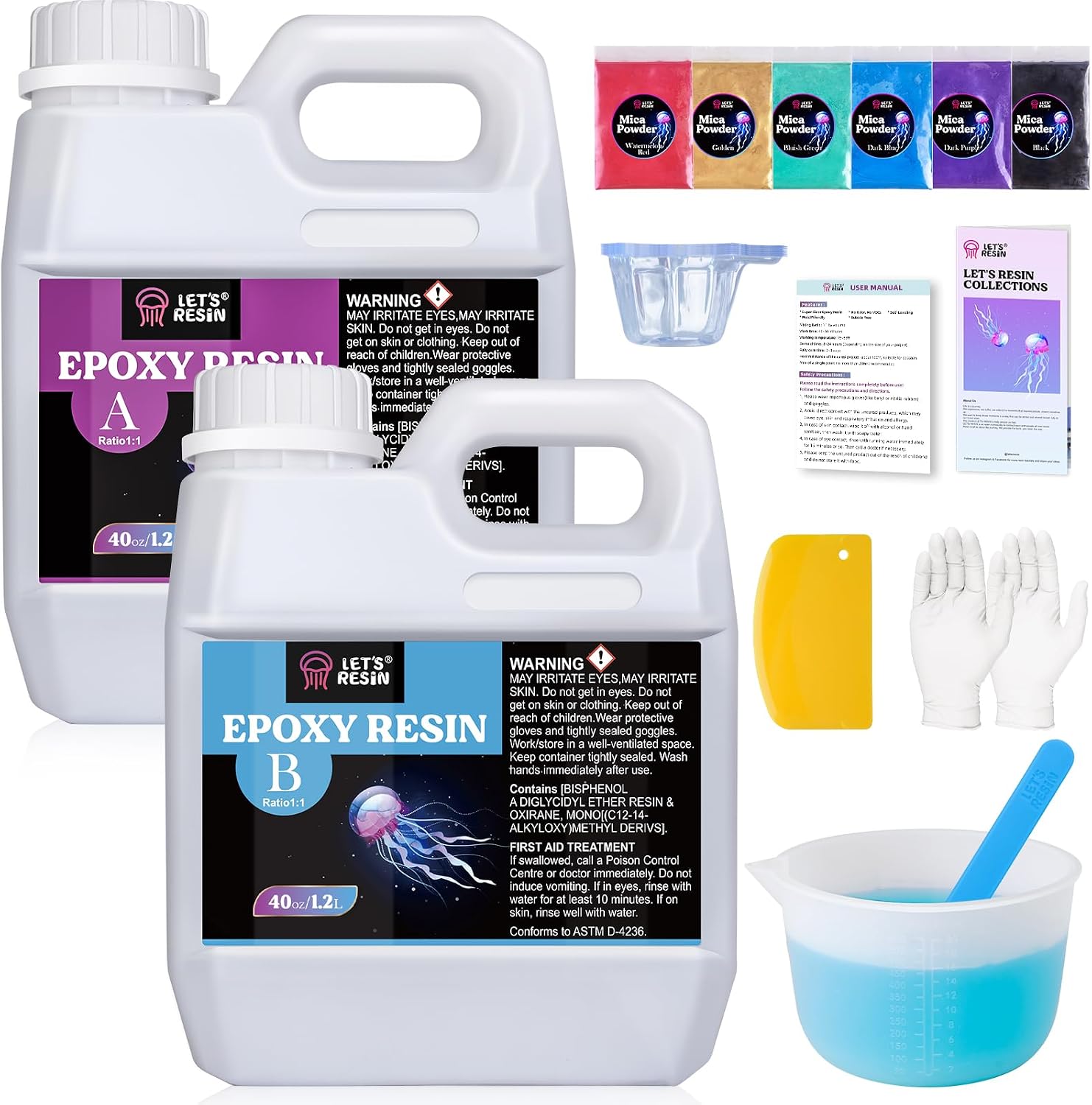 Bundle Set of 16OZ Resin Molds Silicone Kit and 80oz Casting Resin Kit