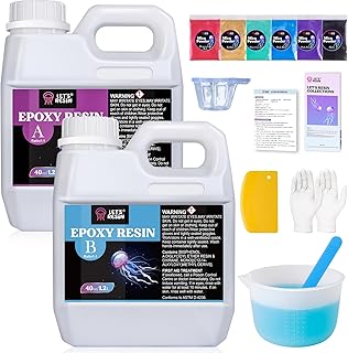 LET'S RESIN 80oz Crystal Clear Casting Resin Kit,Bubbles Free Epoxy Resin Supplies,Clear Resin for Craft,Tumblers,Molds,Jewelry,Resin and Hardener with 6 Mica Powders,Large Silicone Cup