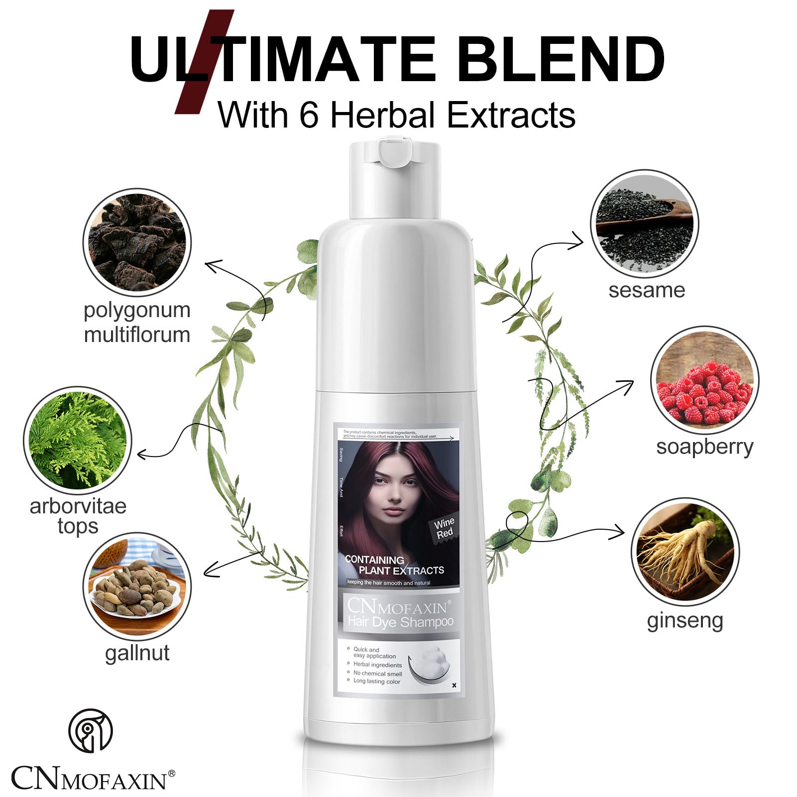 Color de cabello y barba 3 en 1 para hombres y mujeres: cobertura permanente de canas con esencias herbarias champú para colorear instantáneo (negro natural) 2