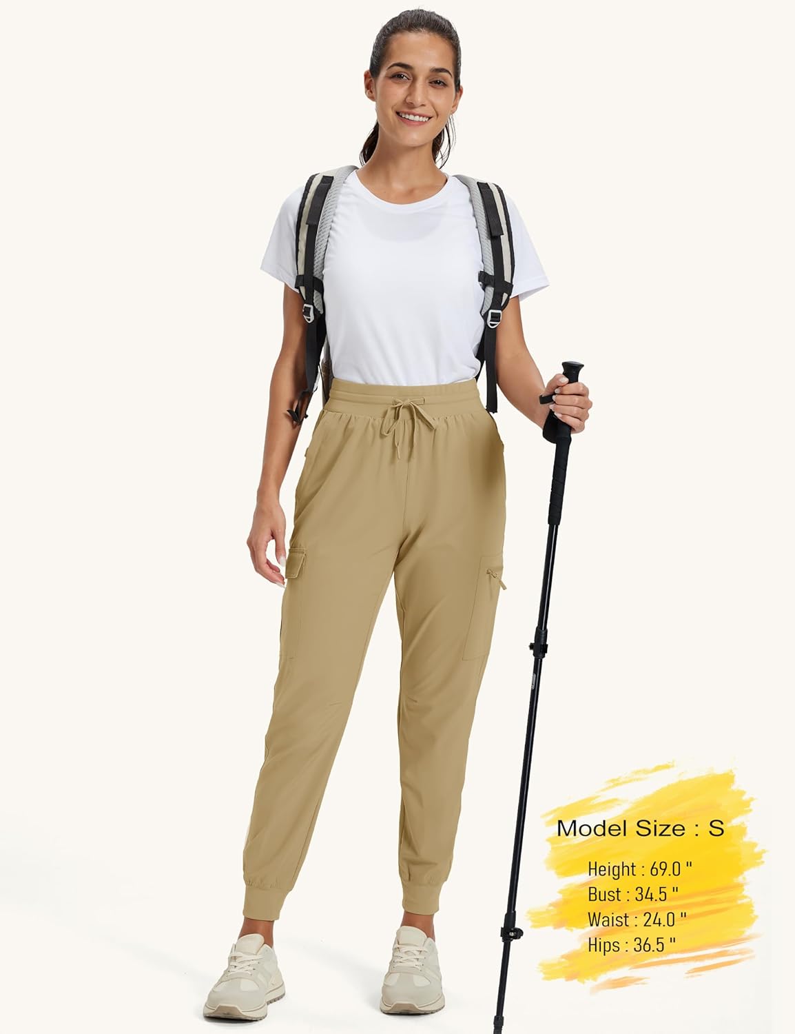 MAGCOMSEN Womens Cargo Joggers Lightweight Quick Dry Hiking Pants UPF 50 Athletic Workout Travel Casual Zipper Pockets - Image 7