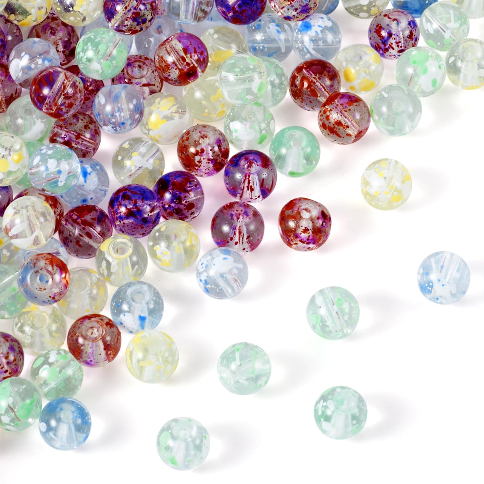 Crafans Craquelé-Glasperlen 8 Mm – 180 Stück In 9 Farben, Mit Goldpulver Für Schmuck & DIY