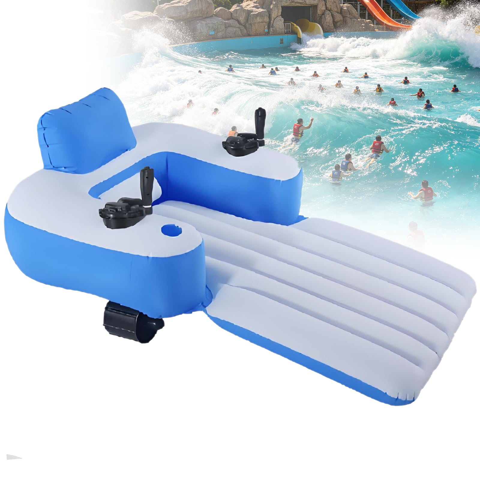 Motorized Inflatable River Run Tube For Adults, Electric Pool Float With Single/Dual Motor Options, 66W Power, Joystick Control, High Backrest For Summer Vacation Elongated