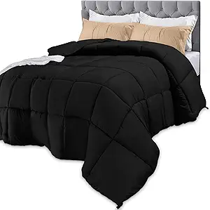 Utopia Bedding Comforters King Size, All Season Duvet Insert, Down Alternative Box Stitched Bed Comforter with Corner Tabs, Machine Washable (Black)