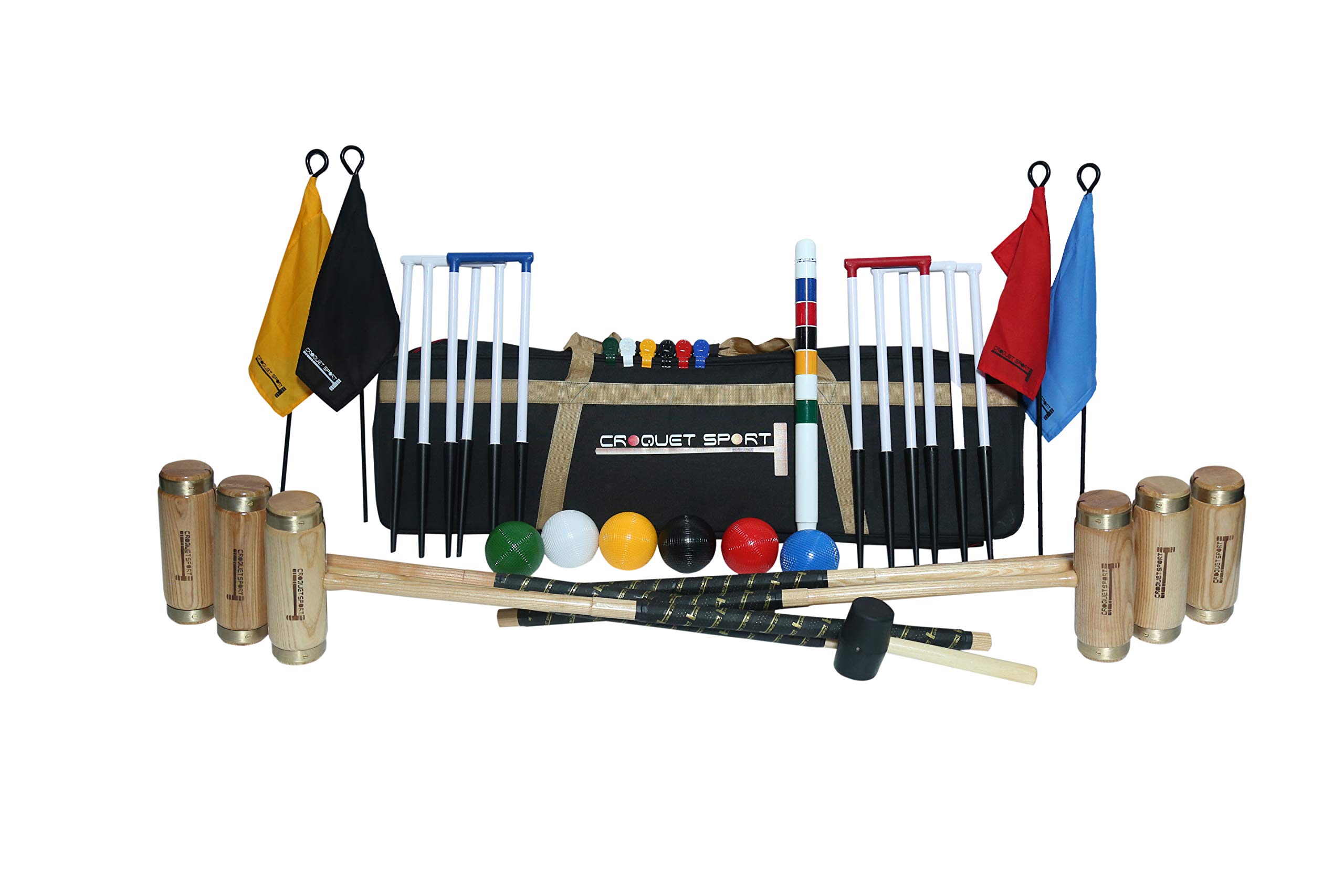 Synco Croquet Sport Elite Croquet Set 6 Player, Elite Set with Croquet Balls and Accessories (38 Inch), Perfect for Lawn, Backyard, Parks and Gardens for Fun, Party and Family Games.