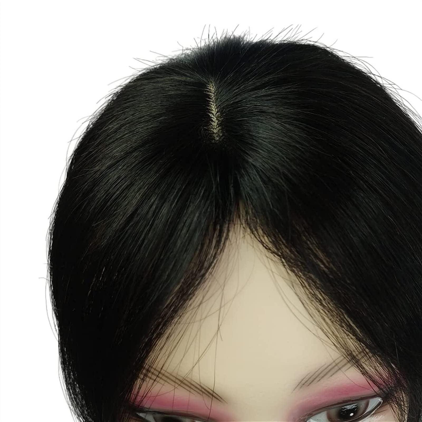 Peaky Pony Pony Echthaar Clip Mittlerer Teil Indische Pony Haarteile Gerade Natürliche Krone Topper Clip in Top für Frauen mit dünner werdendem Gesichtsrahmen(Light Brown)