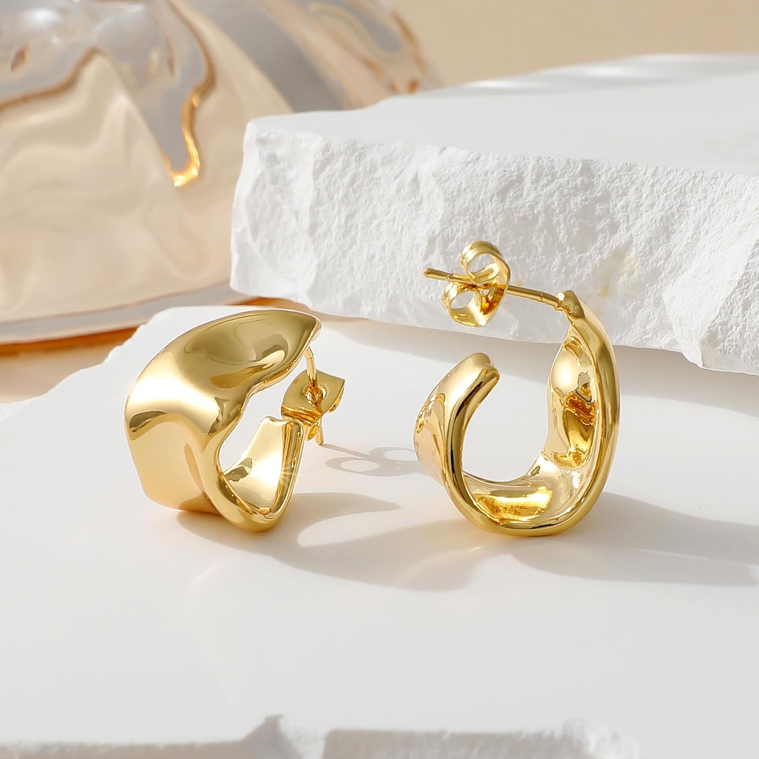 Trendy Gold Plated Knot Earrings for Women Chunky Statement Drop Dangle Earrings Lightweight Hypoallergenic Fashion Accessories Gold Jewelry Gifts for Womens - Image 3