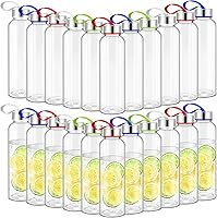 Vista 7 de Zubebe Botellas de agua transparentes reutilizables a granel con tapas de acero inoxidable a prueba de fugas, botellas deportivas de acrílico