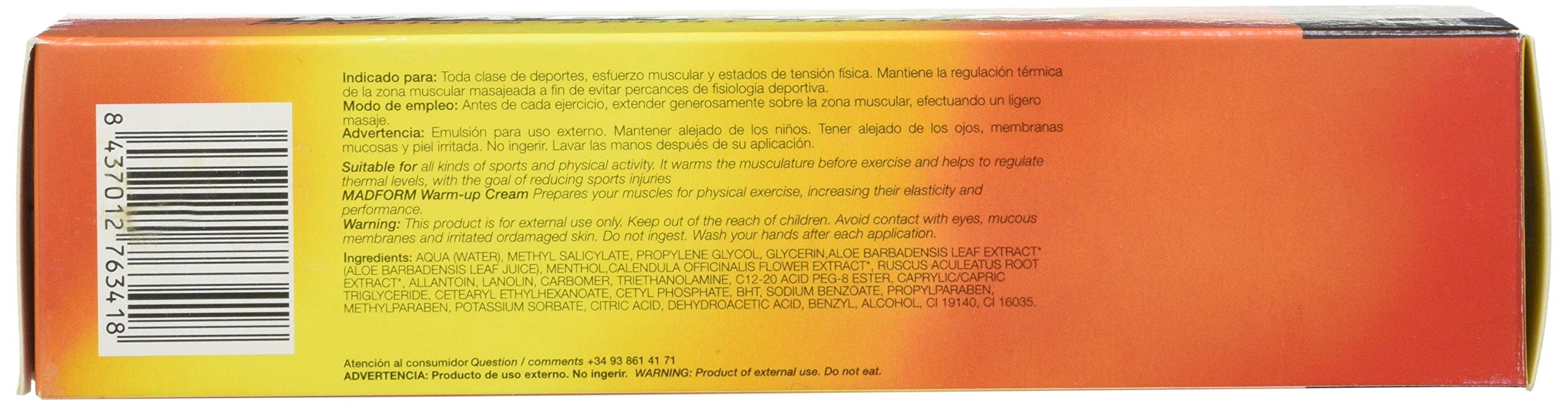 Madform Crema De Calentamiento Muscular - Efecto Calor, Naranja, 120 ml