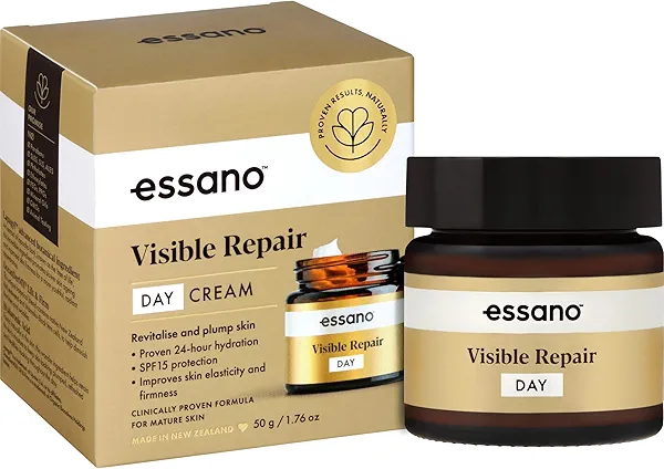 Essano Visible Repair Face Moisturizer Day Cream with Hyaluronic Acid, Hydrating & Rejuvenating Daily Moisturizer for Mature Skin Care, Supports Firm Skin & Appearance of Fine Lines & Wrinkles, 50g
