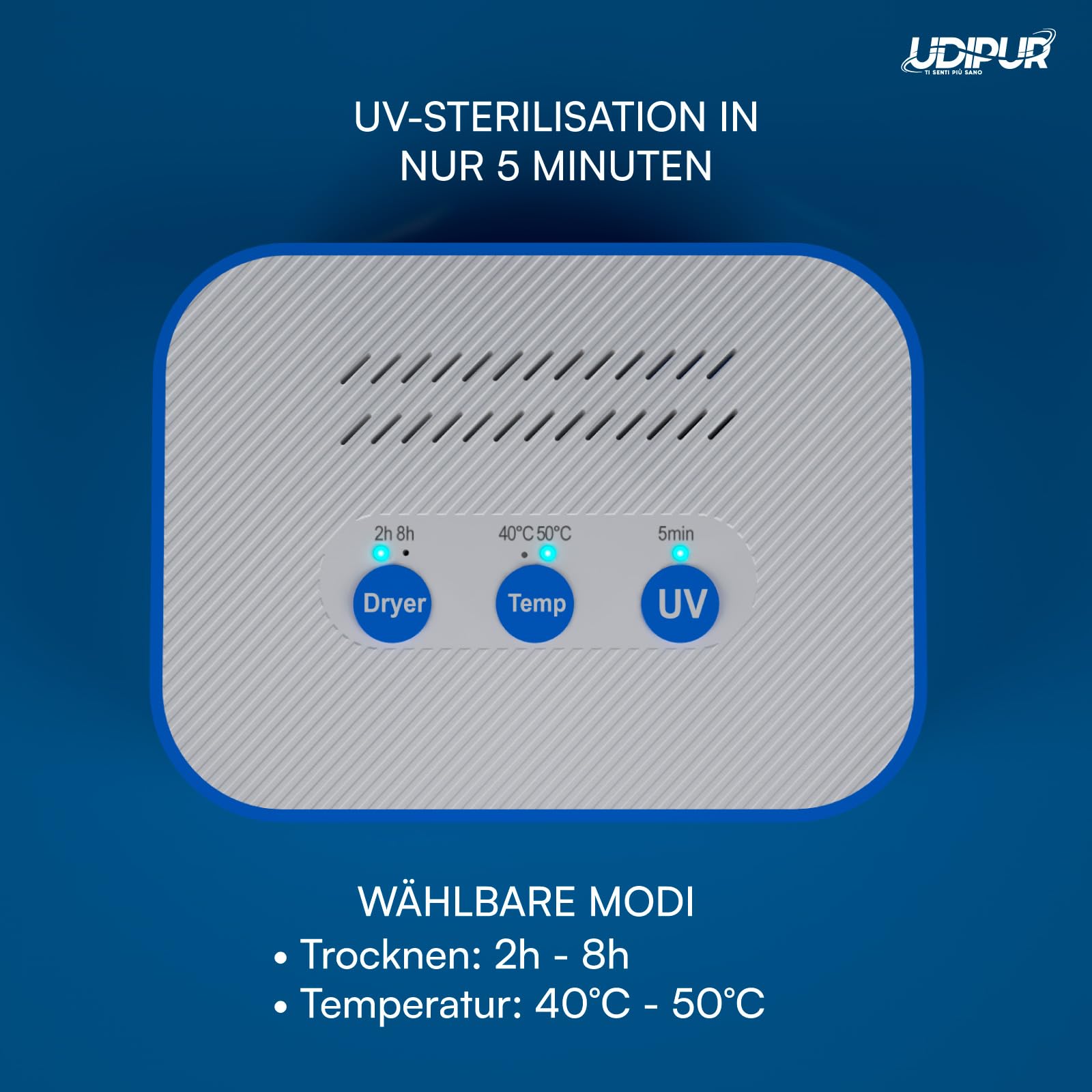 Udipur Hörgeräte-Reinigungsstation trocknet sterilisiert UV und lädt 3in1