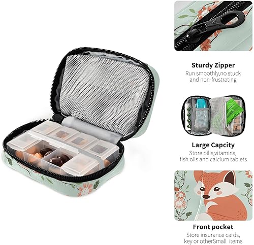 Miniatura 5 de Pastilleros Bolsa Lindo Fox Vitamina Pastillero Organizadores 7 Días Medicina Contenedor de Suplemento Titular