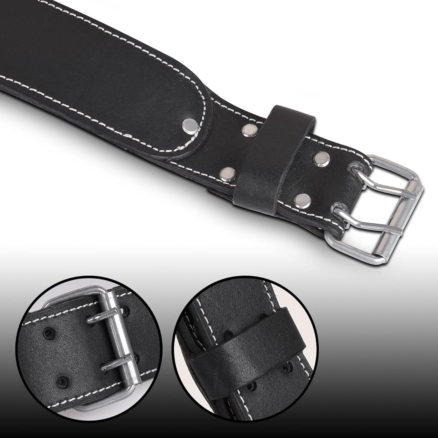 FUERI Premium Leather Work Belt | Adjustable Tools Work Belt for Suspender and Pouches with Padding Covered with Mesh for Carpenter, Electrician, Framer, Mechanic (Black)