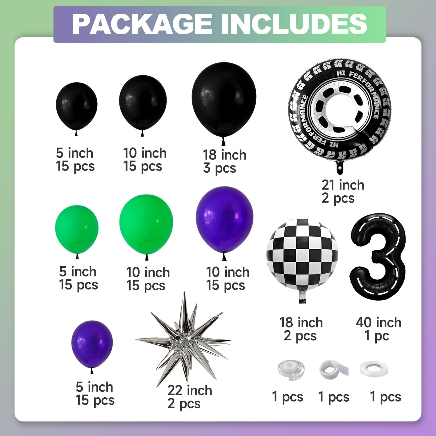 Monster Truck Birthday Party Decorations for Boys - Racing Balloon Arch kit Large Wheel Checkered Balloon Monster Truck Birthday Banner Backdrop Tablecloth Hanging Swirls Cake Toppers (3rd)