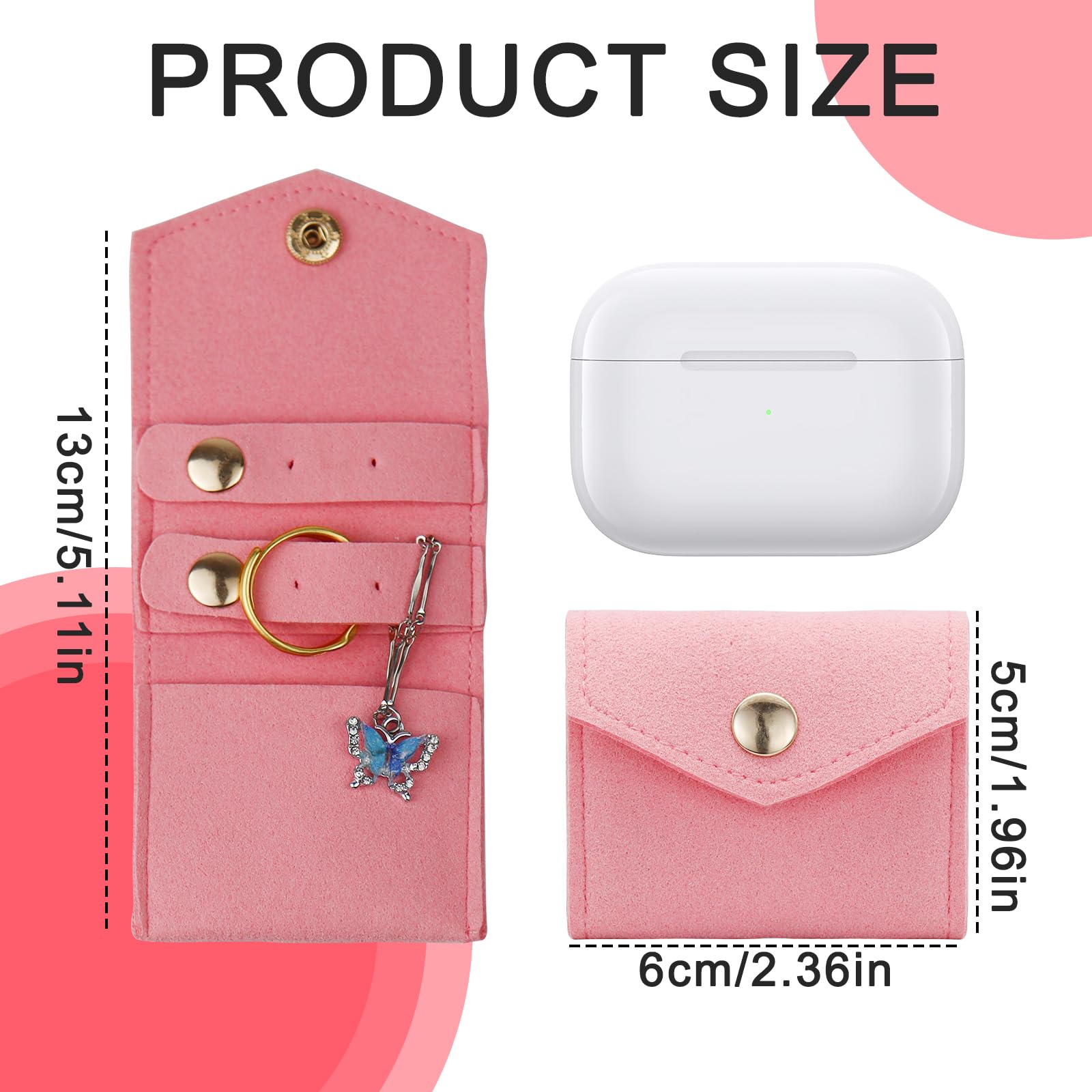 Set Di 6 Mini Sacchetti Per Gioielli Da Viaggio – Trasparenti Con Fodera In Velluto E Pelle PU Impermeabile, Bianco, Organizer Portatile - 2