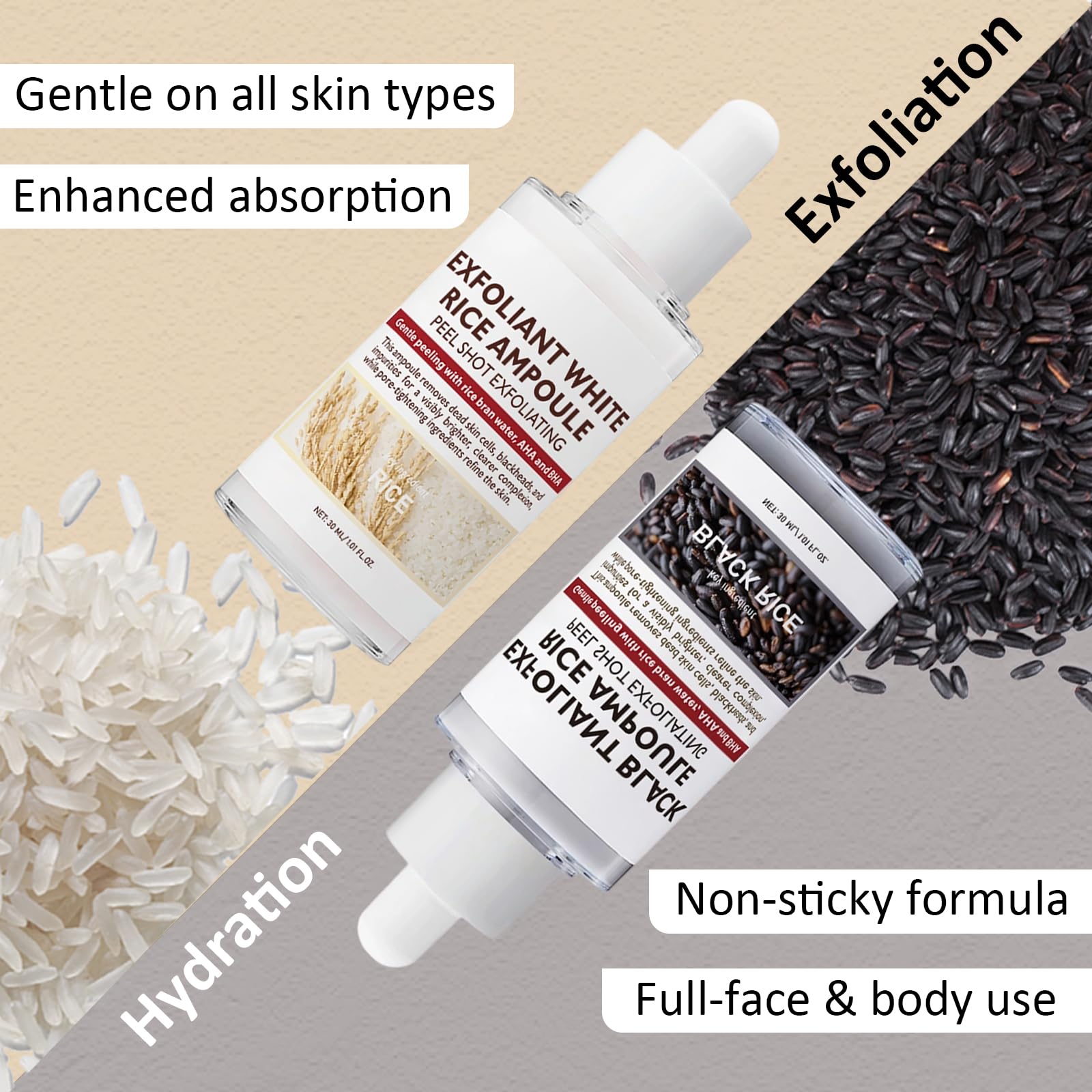 Peel Shot Glow Rice Ampoule Duo, White & Black Rice Face Exfoliator, Pore Minimizer For Gentle Exfoliation & Hydration - Image 3