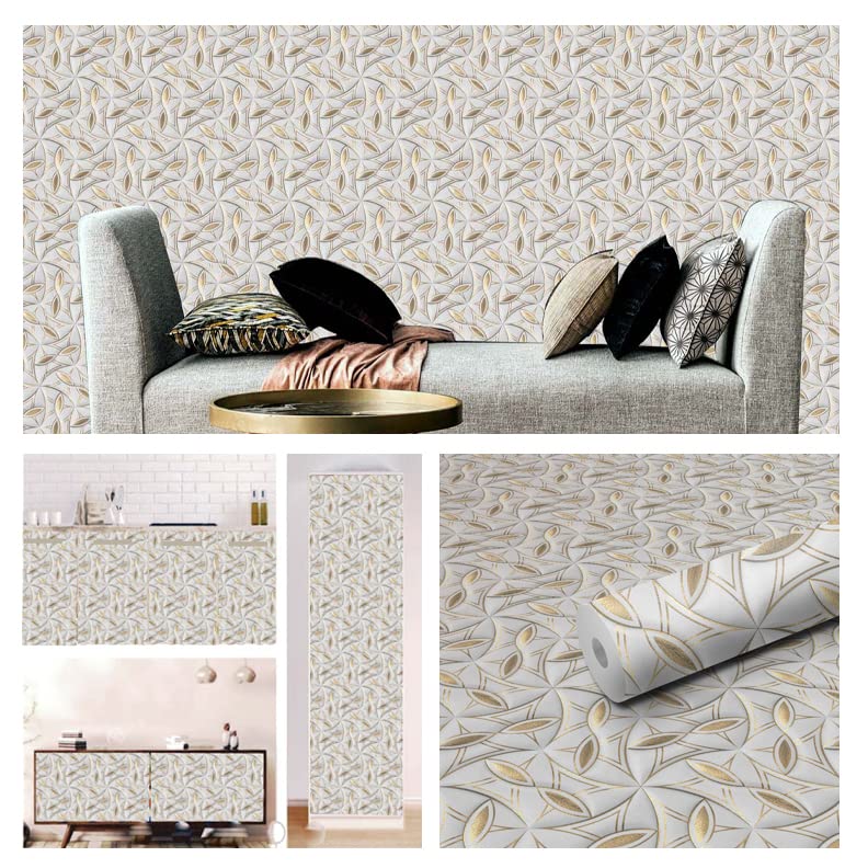 Wallpaper for Walls | Self Adhesive (GoldenLeaf) Wall Paper for Wall Decor Pack of 1 Roll (300x40) cm Wall Stickers for Bedroom and Home Decoration