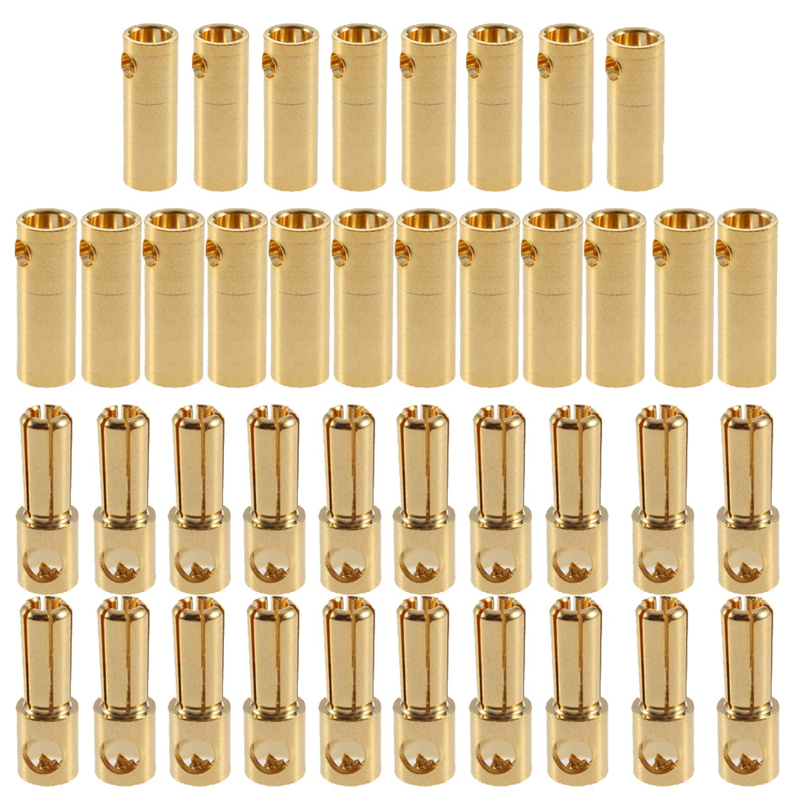 Yiqigou 20 Pairs Gold-Plated 5.0mm 5mm Banana Plug Bullet Male Female Connector Adapter for RC Lipo Battery ESC