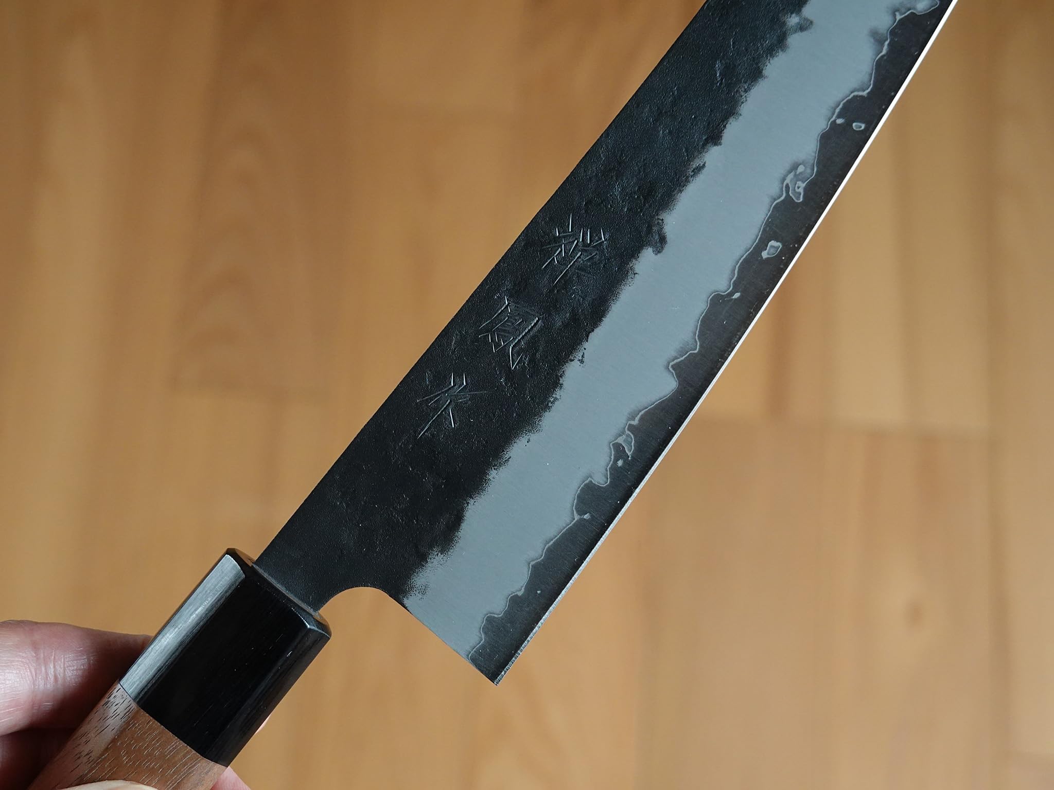 仙助 包丁 牛刀 牛刀包丁 青紙スーパー 黒肌梨地 欅八角柄 210mm