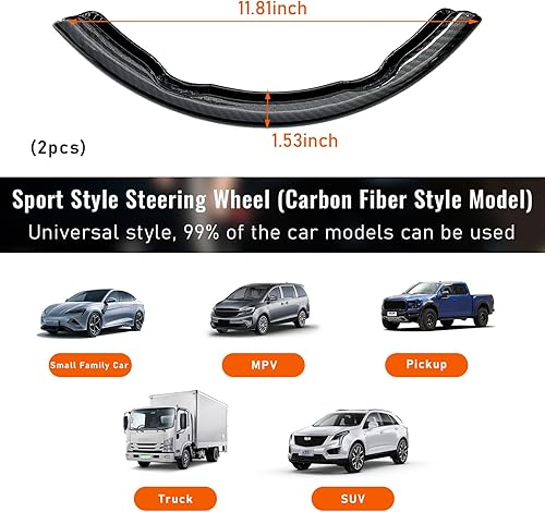 Miniatura 2 de Funda para volante, de fibra de carbono para volante, protector antideslizante para volante de automóvil para hombres y mujeres, accesorios