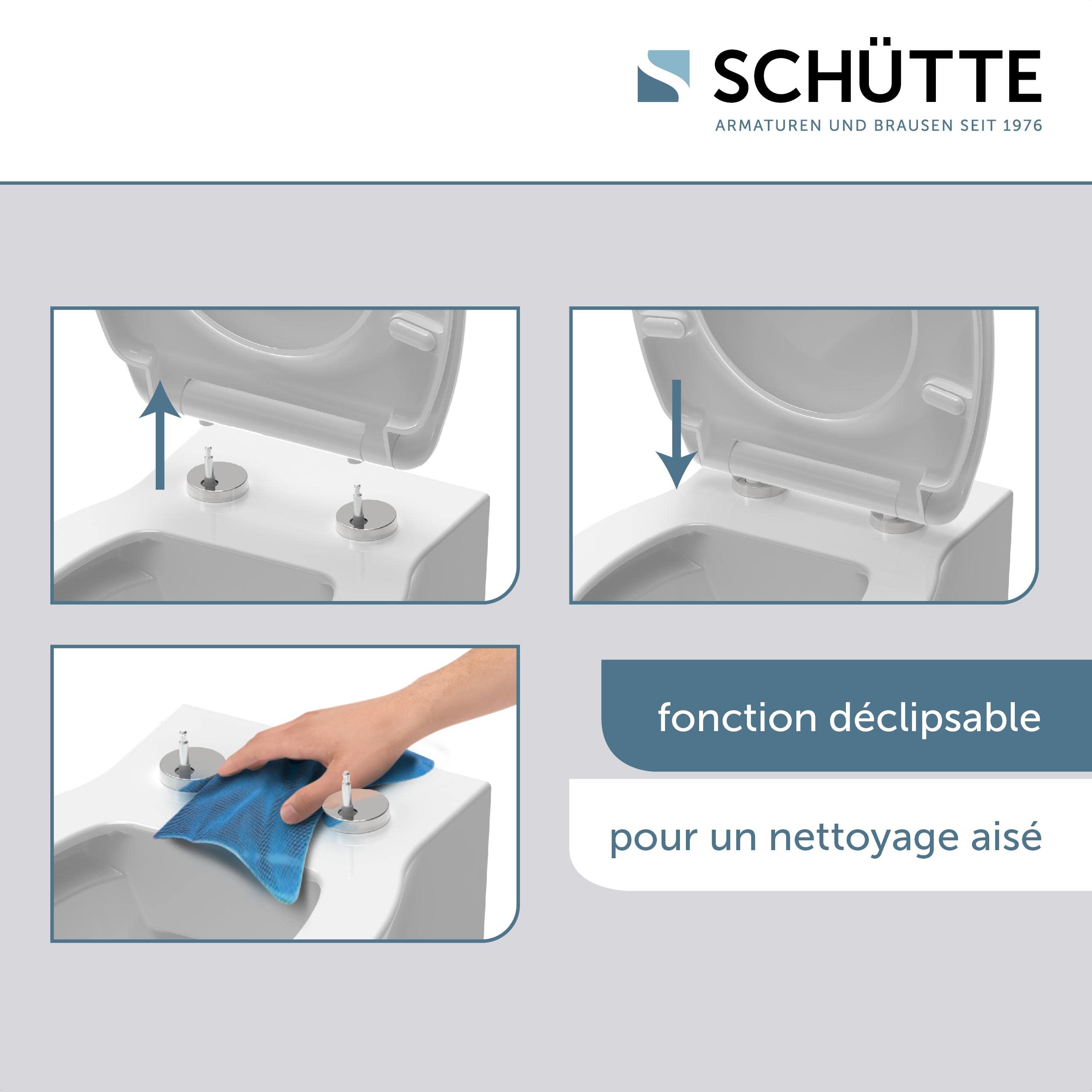 Schütte Abattant WC Frein de Chute Déclipsable STONES, Bois Ancien | Duroplast résistant, cuvette toilette avec frein de chute clipsable, forme en O, suspendu ou sur pieds, 150 kg max