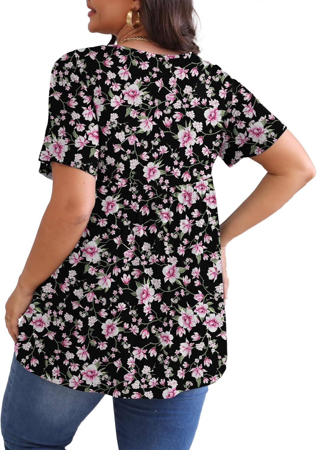 POSESHE Womens Plus Size Tops 2025 Summer Short Sleeves Tunic Tops Casual V-Neck Wrap Shirts Cute Dressy Work Blouses L-4XL - Image 6