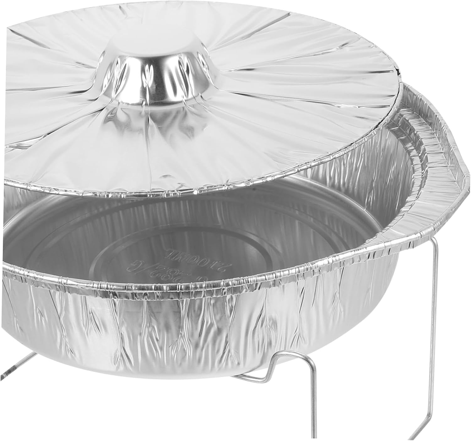 SHOWERORO 1set Tidded Pots Supports Round Foil Baking Pans for Roasting Fish Meat and Rice Bbq Accessory for Dining and Entertaining